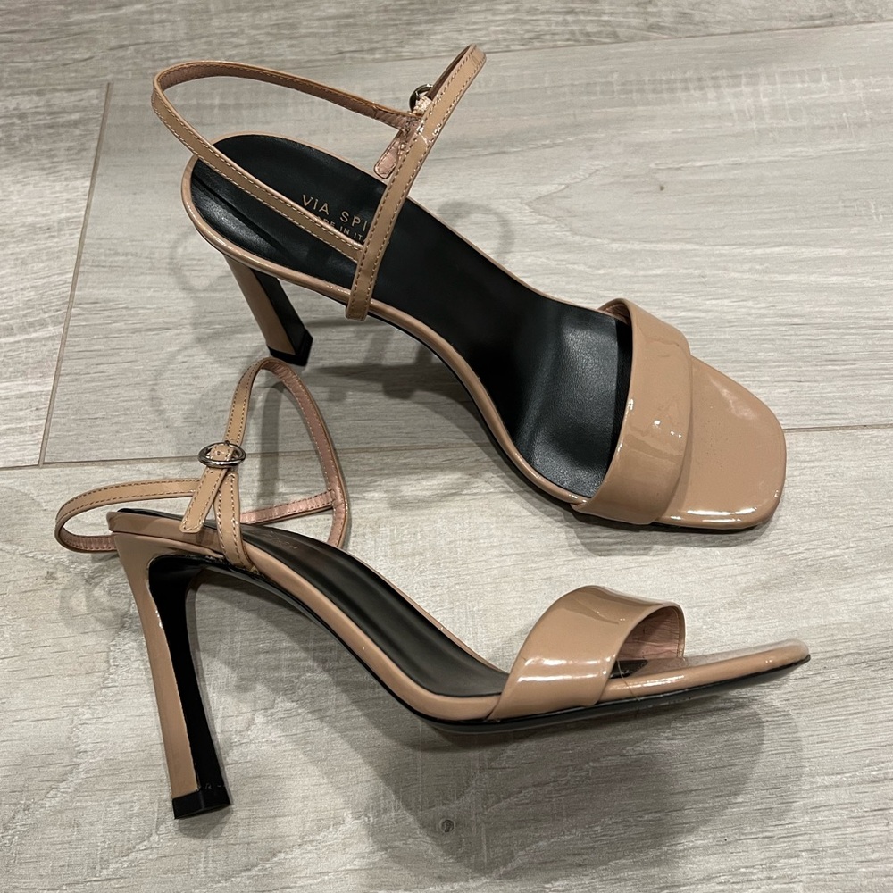 Via Spiga - Nude Patent Leather Strappy Stiletto - Size 6